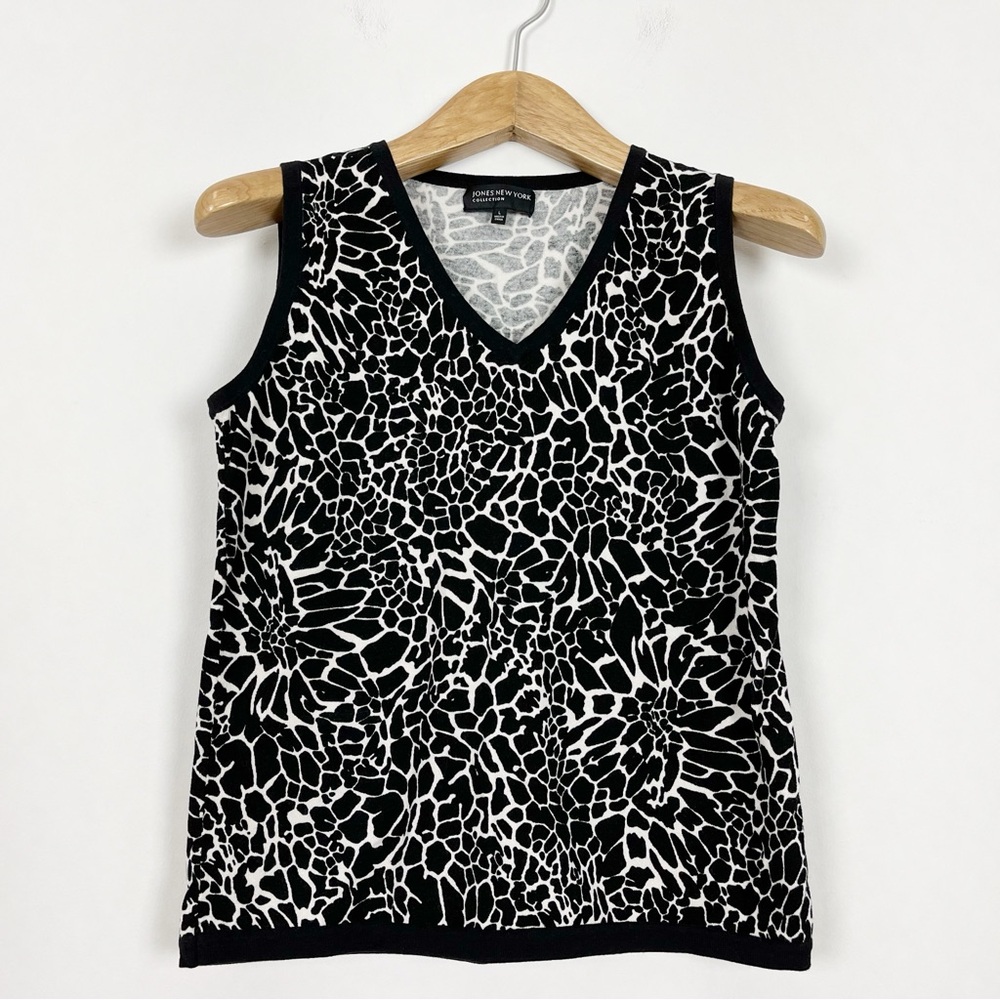 Jones New York Black and White Sleeveless Top
